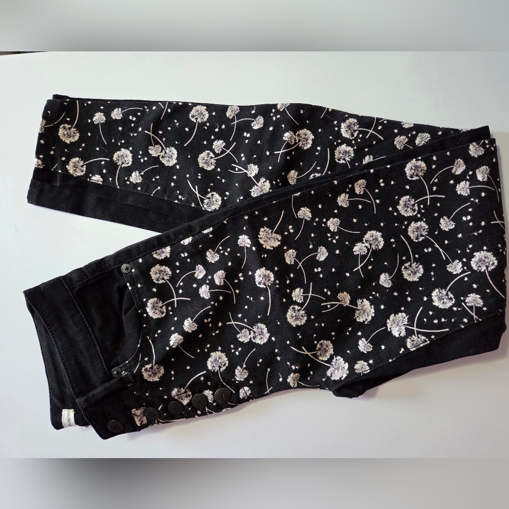 BCBGeneration Black Pants with White Floral Design